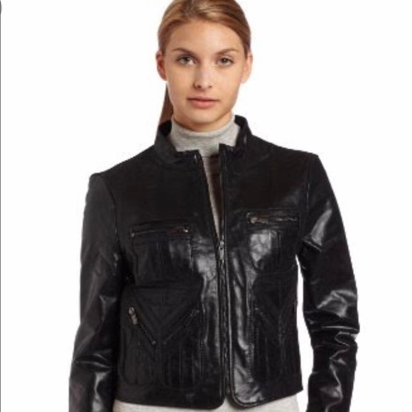 BCBGMAXAZRIA Women's Leather Bomber Jacket Sz XS - Picture 2 of 8